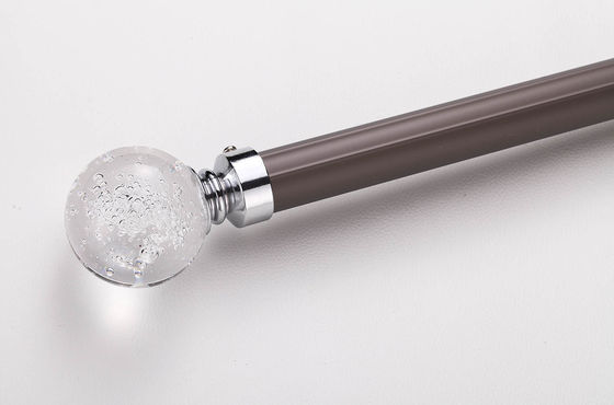 Harga yang bagus Aluminum Material Grey Color Modern Design Fancy Curtain Rod With Crystal End Cap on line